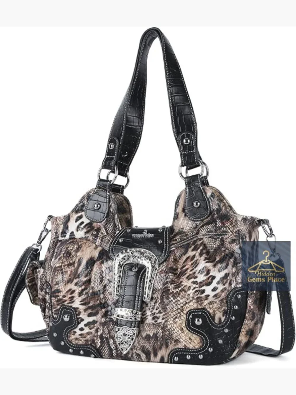Vegan Leather Studded Hobo Bag Large Crossbody Shoulder Purse